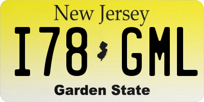 NJ license plate I78GML