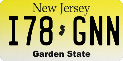 NJ license plate I78GNN
