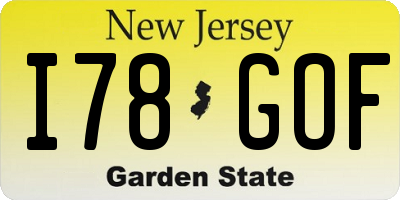 NJ license plate I78GOF