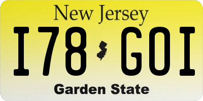 NJ license plate I78GOI