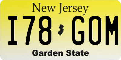 NJ license plate I78GOM