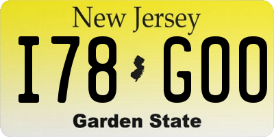 NJ license plate I78GOO