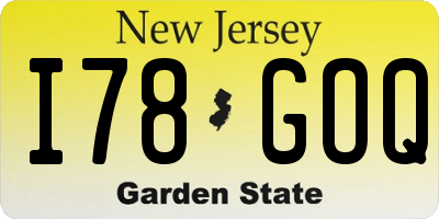 NJ license plate I78GOQ