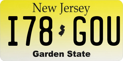 NJ license plate I78GOU