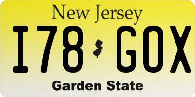 NJ license plate I78GOX