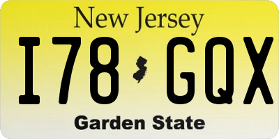 NJ license plate I78GQX