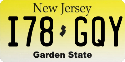 NJ license plate I78GQY