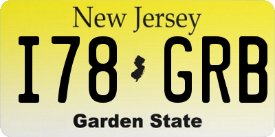 NJ license plate I78GRB
