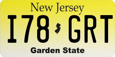 NJ license plate I78GRT