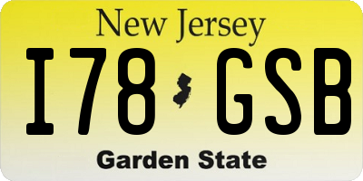 NJ license plate I78GSB