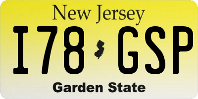 NJ license plate I78GSP