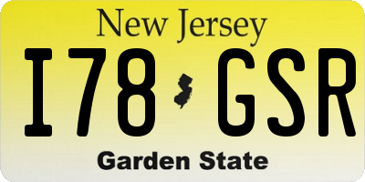 NJ license plate I78GSR