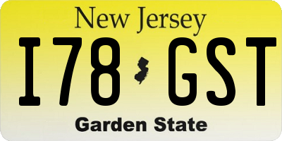 NJ license plate I78GST
