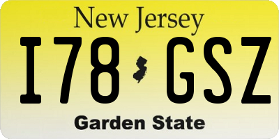 NJ license plate I78GSZ