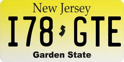 NJ license plate I78GTE
