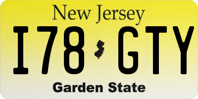 NJ license plate I78GTY