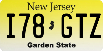 NJ license plate I78GTZ