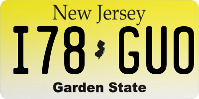 NJ license plate I78GUO