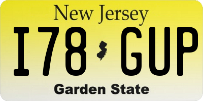 NJ license plate I78GUP
