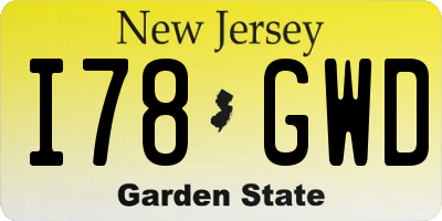 NJ license plate I78GWD