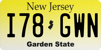 NJ license plate I78GWN