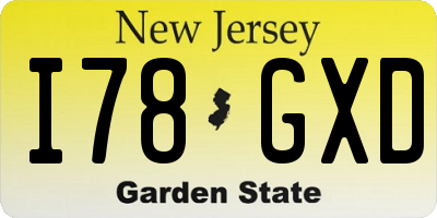 NJ license plate I78GXD