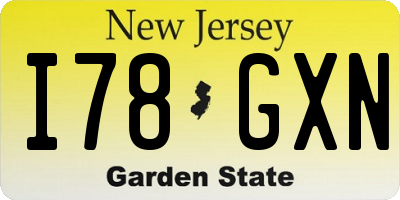 NJ license plate I78GXN