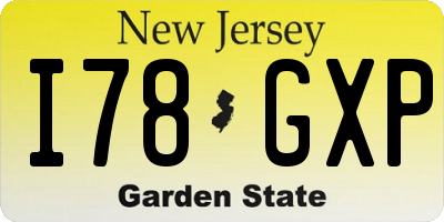 NJ license plate I78GXP