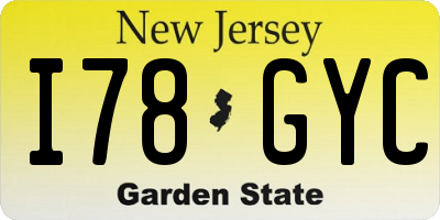 NJ license plate I78GYC