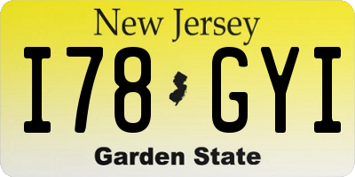 NJ license plate I78GYI