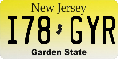 NJ license plate I78GYR