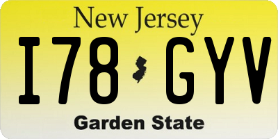 NJ license plate I78GYV