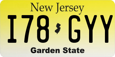NJ license plate I78GYY