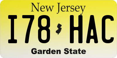 NJ license plate I78HAC
