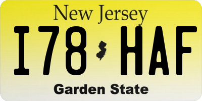 NJ license plate I78HAF