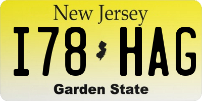 NJ license plate I78HAG