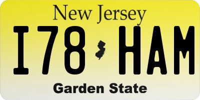 NJ license plate I78HAM