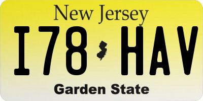 NJ license plate I78HAV