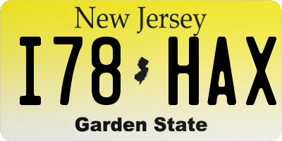 NJ license plate I78HAX