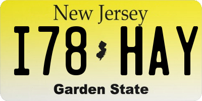 NJ license plate I78HAY