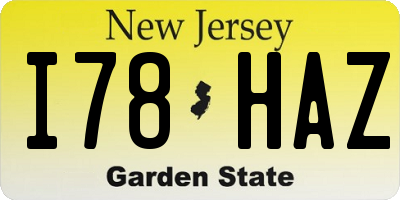 NJ license plate I78HAZ