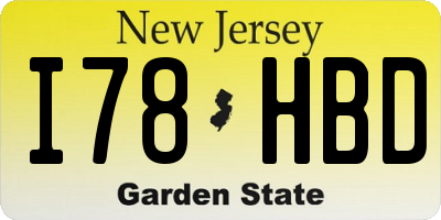 NJ license plate I78HBD