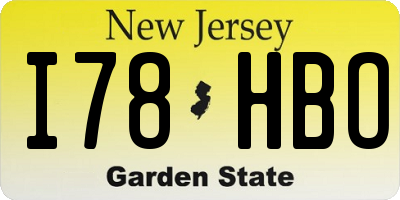 NJ license plate I78HBO