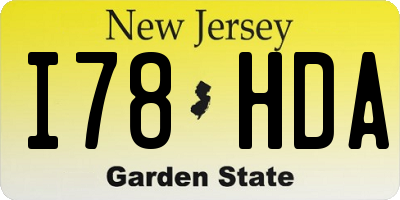 NJ license plate I78HDA