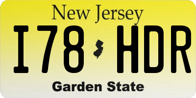 NJ license plate I78HDR