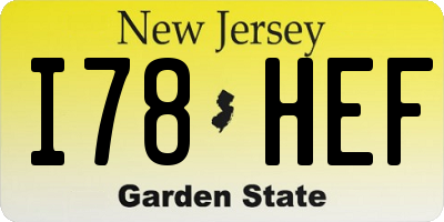 NJ license plate I78HEF
