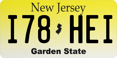 NJ license plate I78HEI