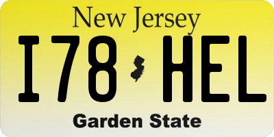 NJ license plate I78HEL