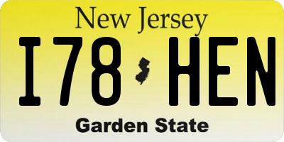 NJ license plate I78HEN