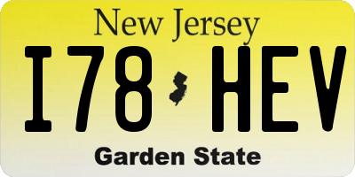 NJ license plate I78HEV